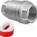 Boltigen 1 inch Spring Check Valve, 304 Stainless Steel CF8 Non Return One Way Horizontal Check Valve, Vertical Inline Water Check Valve for Well, Pump, Tank, Backflow Prevention, WOG 1000