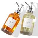 Molimoli Coffee Syrup Dispenser for Coffee Bar, Pump Dispenser, Glass Syrup Bottle w. Upgraded Pump, 16.9 oz 500 ml, Set of 2, Silver