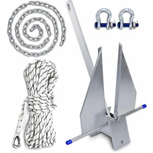 Heavy Duty Boat Anchor Kit, 5/8/10/13/18/25 lb Galvanized Danforth Anchor with Anchor Chain, Shakles and Boat Anchor Rope, Fluke Anchor Kit for Boats Pontoon, Deck, Fishing, and Sail (10 lb(Fits 16-26 FT Boats))