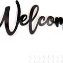 Welcome Sign for Front Door, Black Wooden Signs Welcome Wall Decor, Rustic Home Gallery Wall Decorations