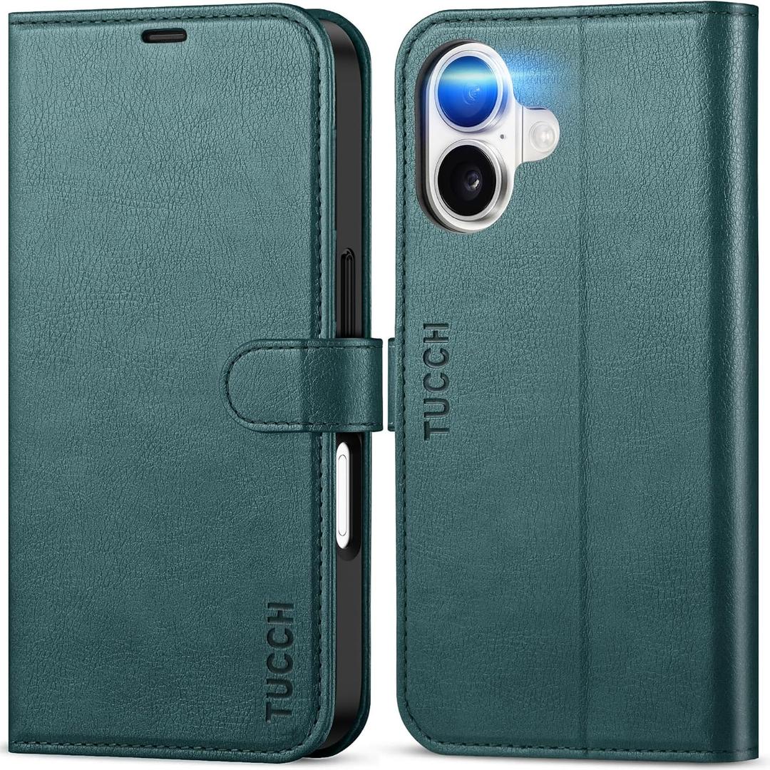 TUCCH Wallet Case for iPhone 17 (6.3-Inch) 2025, 4 Card Holders, RFID Blocking, Stand, Shockproof TPU Shell, PU Leather, Magnetic Closure, Protective Flip Folio Cover, Teal Blue