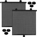 Blosssound 2 Pack Car Side Window Sun Shades Extra Wide Retractable Window Shades for Car Blocks Heat Roller Sunshade Visor for UV Rays Glare Protection Accessories(Black,20 x 20 Inch)