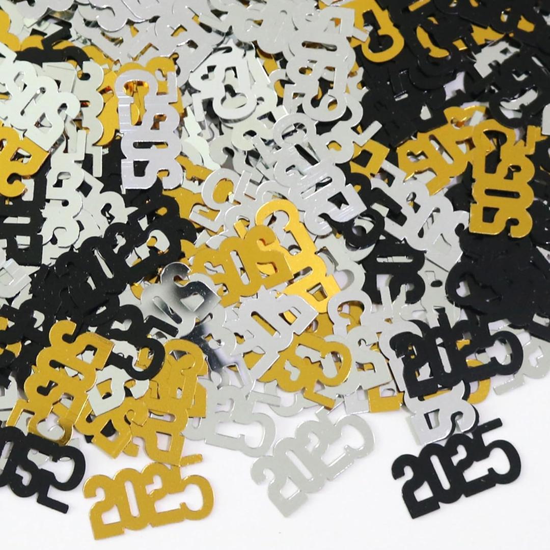 Heyimimy Gold and Black 2025 Confetti | Graduation Confetti 2025-30g | Graduation Decorations Class of 2025 | Congrats Grad Table Scatters | Grad Party Supplies 2025