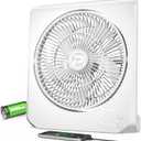 10Inch Portable Small Box Fan, 20000mAh Rechargeable Battery Operated, Max 55Hrs Cooling, 4 Speeds, 270 Pivoting, Cordless Square Table Fan with Timer for Window Bedroom Kitchen Office Power Outage (White)