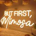 SYLHOME But First Mimosa Led Neon Light Sign Bar Shop Bedroom Wall Sign Decor Wedding Birthday Graduation Baby Bridal Shower Party Banner Backdrop USB 15.75"X8.5"