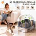 Stainless Steel Litter Box with Lid: Metal Cat Litter Box for Small Cats with Scoop, High Sided Kitty Litter Pan Tray, 17.4'' x 13.5'' x 8.5'', Non-Stick, Anti-Leakage, Easy Cleaning (Dark Gray) (Medium)