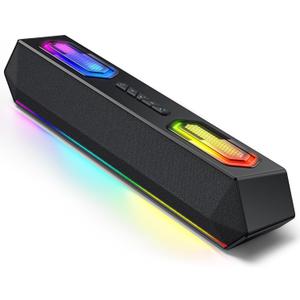 Deeyaple Computer Speakers, 40W Wireless Soundbar for Desktop PC with Bluetooth 5.3 & USB Audio, Software Custom EQ, Dynamic RGB Lighting, External Power Adapter Gaming Speakers, Laptop, Xbox (Black)