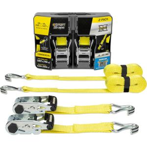 SmartStraps 14 Ratchet Straps, 2 Pack 5,000lbs Break Strength, 1,667lbs Safe Work Load Commercial Tie Down Straps for Heavy Duty Cargo, Haul Equipment and Vehicles