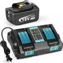 18V 6.0Ah Replace Long-Lasting Lithium Battery & Fast Charger for Makita 18V Battery & Tool, 18 Volt DC18RD Dual Ports Charger Compatible with Makita BL1860B BL1850B BL1840B BL1830B DC18RC