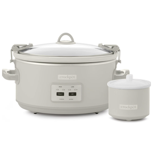 Crock-Pot Designer Series 7qt Slow Cooker with Bonus Little Dipper Mushroom: 4 Settings, Stoneware, Stainless Steel, Keep Warm