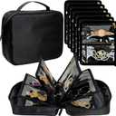 Travel Jewelry Organizer Case,Jewelry Bags for Traveling, Jewelry Binder with 24 Pcs Clear Zipper Velvet Pouches for Storing Earrings, Rings, Necklace, Bracelet, Watch (Black)