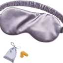 Silk Sleep Mask Eye Mask Blindfold with Double Layer Silk Filling and Elastic Strap for Full Night's Sleep, Travel and Nap, Soft Eye Cover Eyeshade with Luxury Bag and Ear Plugs by OLESILK (Charcoal)