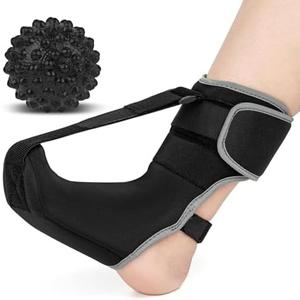 Plantar Fasciitis Night Splint Sock with Massage Ball for Plantar Fasciitis Relief, Soft & Comfortable Foot Brace for Achilles Tendonitis Heal Spur Foot-drop Flat-arch for Women and Men, Medium-Black