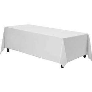 Gee Di Moda Rectangle Tablecloth - 90 x 156 Inch White Table Cloth for 8 Foot Table with Floor-Length Drop - Heavy Duty Washable Fabric - 8 Ft Buffet Table, Holiday Party, Wedding & Baby Shower Gee Di Moda Rectangle Tablecloth - 90 x 156 Inch White Table Cloth for 8 Foot Table with Floor-Length Drop - Heavy Duty Washable Fabric - 8 Ft Buffet Table, Holiday Party, Wedding & Baby Shower