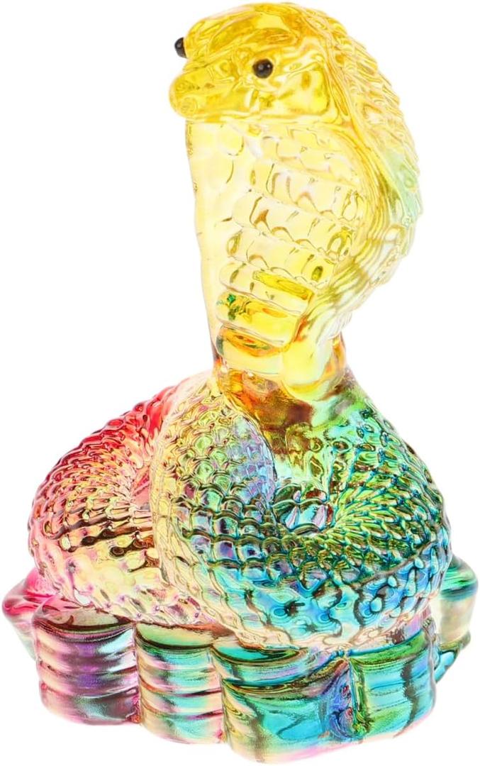 Alipis Crystal Snake Figurine 3.18 Inch Handcrafted Desktop Snake Sculpture Decorative Ornament for Home Office Feng Shui