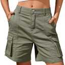 IVIR Bermuda Shorts for Women Cargo Shorts Knee Length 6 Pockets Elastic Waist Long Shorts for Summer Casual (Green, XL)