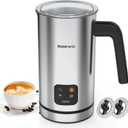 BIZEWO Milk Frother Electric, Warm and Cold Milk Steamer, 4 IN 1 Automatic Milk Warmer Stainless Steel with Touch Screen for Coffee, Latte, Macchiato, Cappuccino, Hot Chocolate (Silver)