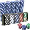 100PCS Blue Poker Chips, Casino Poker Chip Set, 11.5 Gram Plastic Poker Chips Clay Blank Game Chips for Poker Card Games Texas Holdem Blackjack Gambling (with Gift Box)