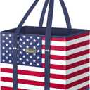 BALEINE 1Pk Reusable Grocery Bags, Foldable Shopping Bags for Groceries with Reinforced Bottom & Handles (Patriot Celebration)