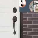 Front Door Handle and Round Deadbolt Door Key Lock,Entry Door Handle Set with Cove Knob,Exterior Door Lock Set,for Interior and Exterior Entrance Passage Door Lock Matte Black