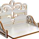 Wooden Wall Mounted Hanging Table top Temple Pooja Mandir God Stand Shelf for Storage and Idols Decoration for Home Office and Gifting (White)