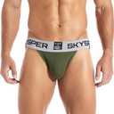 SKYSPER Jockstrap Athletic Supporters for Men Jock Strap Male Underwear Men's Thong Jockstrap Underwear (Green, XXL)