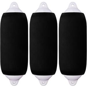 Boat Fender Covers 8" x 22"/10" x 26"/ 6" x 18" Fender Covers Marine Boat Bumper Sleeves for Twin Eye & Center Rope Tube Style Fenders, Black & Navy Blue, 3-Pack, Polyester (Boat Fender Not Included)