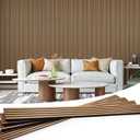 Wood Slat Wall Panels 4 Pack 94.5" x 7.9", Acoustic Wooden Panel for Wall, Soundproof 3D Fluted Panels for Interior Wall Decor, Living Room, Bedroom - Teak, Cover Approx.21 sq.ft, Teak 