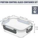 6Pack 22oz Glass Meal Prep Containers, Glass Food Storage Containers Sets with Snap Leak Proof Lids for Microwave, Oven, Freezer and Dishwasher Safe (Grey, 22oz)
