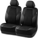 Rubbermaid Car Seat Cover, Leather & Air-Cool Mesh Front Seat Cover, Airbag Compatible, Slip-On Installation, Automotive Seat Cover Universal Fit for Most Cars, Trucks, SUVs-Black