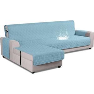 VANSOFY Upgraded Sectional Couch Covers 100% Waterproof L Shaped Sofa Slipcover Reversible Chaise Lounge Cover for Sectional Sofa Furniture Protector Cover for Pets Dog Cat(Large, Azuree)