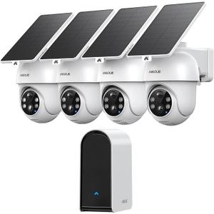 ANSQUE Home Security Cameras Wireless Outdoor, Solar Powered, 4-Cam System