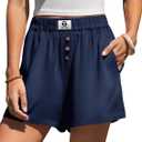 TARSE Boxer Shorts for Women Linen Pajama Summer Casual Lounge Sleep Shorts Y2K Beach Bottoms (Blue, XXL)