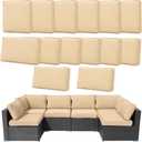 14Pcs Outdoor Cushion Covers Replacement Washable w/Zipper for 6-Seaters Sofa Patio Slipcovers Set Seat and Back Covers Only-23.6x23.6x4inch, Beige 