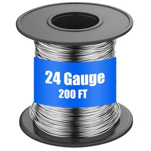 Therwen 200ft 24 Gauge Stainless Steel Wire for Gardening, Electroculture, Bonsai, Jewelry Making Beading DIY Craft Pure Bare Stainless Steel Wire Spool