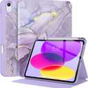 Supveco Case for iPad (A16) 11th Generation 11 inch (2025), iPad 10th Generation 10.9 inch (2022) with Pencil Holder-[Auto Wake/ Sleep], Premium Folio Stand Case with Soft TPU Back Cover-Marble Lilac