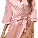 Samring Women's Bride Bridesmaids Robe Short Satin Kimono Robes for Wedding & Bridal Party Silk Bathrobes for Women XXL