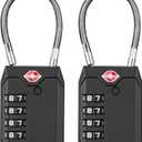 Puroma TSA Locks for Luggage, 2 Pack Luggage Locks TSA Approved 4-Digit Combination Cable Travel Lock Zinc Alloy for Suitcases, Bags, Toolboxes, Backpacks & Gym Lockers (Black)
