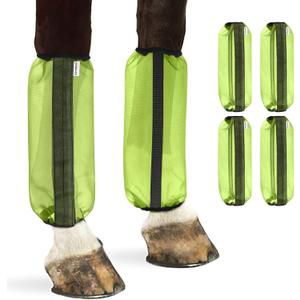 4PCS Fly Boots for Horses, Non-Slip Breathable Horse Fly Boots,Comfy Mesh Horse Fly Leggings Prevents Flies and Mosquitoes from Biting (Green)