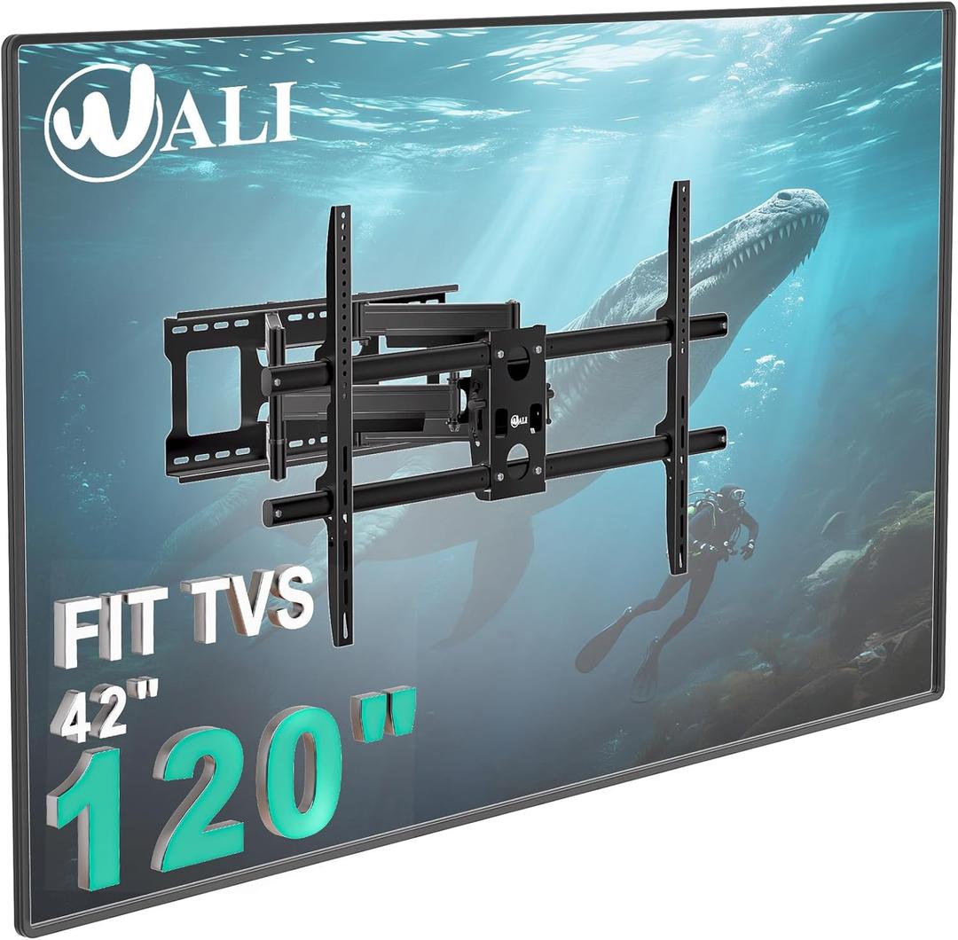 WALI Heavy Duty Full Motion TV Wall Mount Bracket for Extra Large TVs,Holds up to 220Ibs, Swivel Tilt Rotatable,Max Mounting Holes 1000x600, Fits 65 75 85 100 120 inch LED/LCD/OLED 4K/8K on Wood Stud