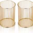 2 Packs Gold Metal Pencil Holder, Mesh Pen Holder for Desk, Makeup Brush Holder Pencil Cup Organizer for Office Home School