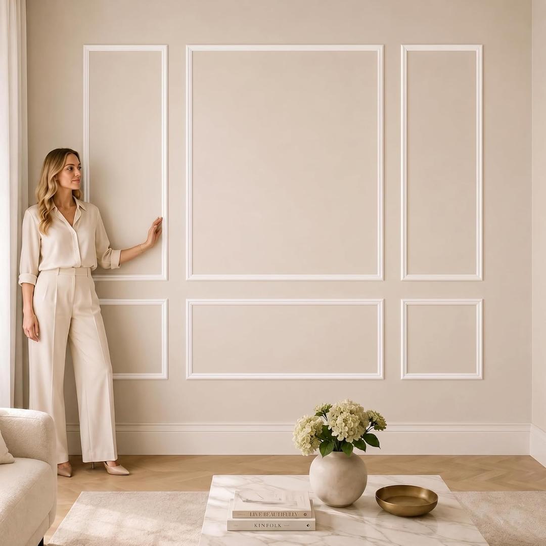 Pre-Cut Wall Molding Kit: Ready to Assemble Paintable Wainscoting Panels