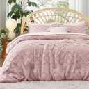 Bedsure Twin Comforter Set - Dusty Rose Comforter, Boho Tufted Distressed Vintage Bedding for Kids, 2 Pieces Farmhouse-Style Bed Set for All Seasons, Fluffy Soft Bedding with 1 Pillow Sham