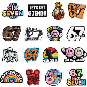 2 x 16PCS 67 Shoe Charms,6 7 Meme Shoe Decoration Party Gifts Ornament Merch