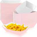 Yinkin 100 Pcs 2lb Paper Food Trays Boat 2lb Disposable Nacho Trays Kraft Paper Boat for Tacos Concession Easter Graduation Birthday Wedding Christmas Halloween Valentine Party Supplies (Light Pink)