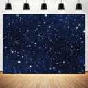 10X8ft Starry Night Sky Photography Backdrop, Night Sky Stars Backdrop Dark Blue Galaxy Universe Space Background Newborn Baby Kids Birthday Party Background Decor Photo Shoot Prop