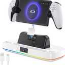 NEWDERY Charger Dock for PS Portal, Portable Charging Station with RGB Light and Type-C Cable, Case-Friendly Magnetic Connector Charging Stand for PlayStation Portal Remote Player