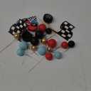 25 PCS Racing Cake Toppers Red Blue Clay Race Car Birthday Cake Decorations for Racing Car Checkered Flag Birthday Anniversary Party Supplies