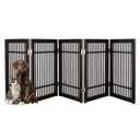 Freestanding Dog Gate - 5-Panel Foldable Indoor Pet Fence - 91x24-Inch Extra Wide Wood Dog Gate for Stairs, Hallways or Doorways by PETMAKER (Brown)