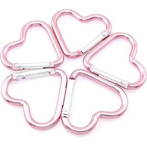 Heart-Shaped Aluminum Snap Hook Clip Key Holder, Keychain Clip 9 Pcs